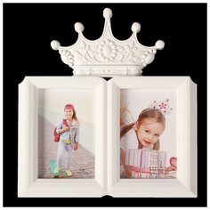 Фоторамка пластик на 2 фото 10х15 см "Корона" белая 30х28 см 2789274 Сима ленд
