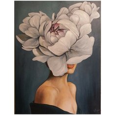 Картина по номерам на холсте 50х40 "Девушка в пионах" Selfica