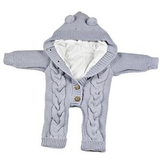 Комбинезон для новорожденных АЙШАХ-KIDS с капюшоном мишка, подкладкой Х/Б, серый, размер 62 (24)
