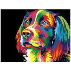 Картина по номерам на холсте 50х40 "Радужная собака" Selfica