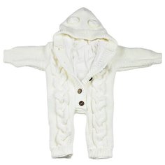 Комбинезон для новорожденных АЙШАХ-KIDS с капюшоном мишка, подкладкой Х/Б, белый, размер 62 (24)