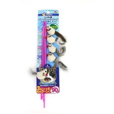Japan Premium Pet Игрушка для животных Трехуровневая удочка "Мышиный парад" с пропиткой мататаби и натуральным мехом 84325