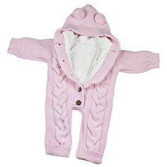Комбинезон для новорожденных АЙШАХ-KIDS с капюшоном мишка, подкладкой Х/Б, розовый , размер 62 (24)