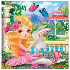 Набор для творчества Рыжий кот Холст с красками по номерам Красивая девушка и кролик 20*20см