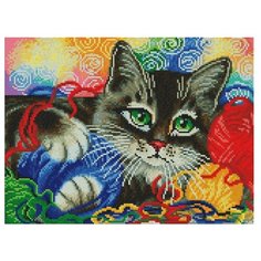 Мозаика на подрамнике 30*40 см Белоснежка 600-ST-S Котик с клубочками