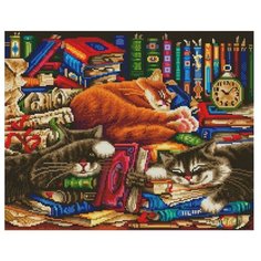 Мозаика на подрамнике 40*50 см Белоснежка 617-ST-S Библиотека кошек