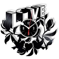 Настенные часы из виниловой пластинки "Love" №2 Vinyl Lab