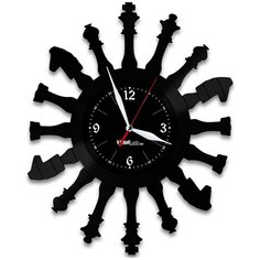 Настенные часы из виниловой пластинки "Шахматы" №1 Vinyl Lab