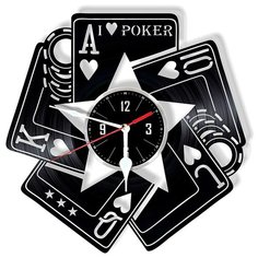 Настенные часы из виниловой пластинки "Poker" Vinyl Lab