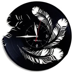 Настенные часы из виниловой пластинки "Перья" Vinyl Lab