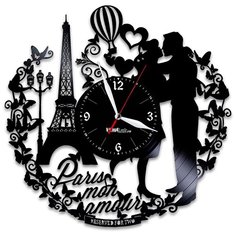 Настенные часы из виниловой пластинки "Париж" №1 Vinyl Lab