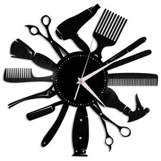 Настенные часы из виниловой пластинки "Парикмахерская" Vinyl Lab