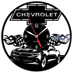 Настенные часы из виниловой пластинки "Chevrolet" №2 Vinyl Lab