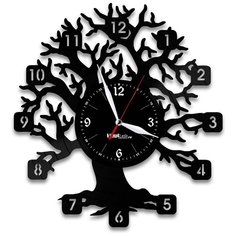 Настенные часы из виниловой пластинки "Дерево" №3 Vinyl Lab