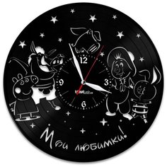 Настенные часы из виниловой пластинки "Мультяшные свинки" Vinyl Lab
