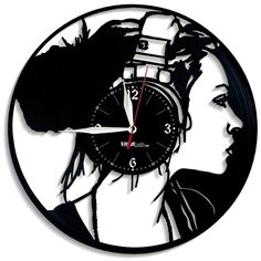 Настенные часы из виниловой пластинки "Наушники" №2 Vinyl Lab