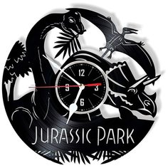 Настенные часы из виниловой пластинки "Jurassic Park" Vinyl Lab