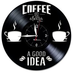 Настенные часы из виниловой пластинки "Кофе" №1 Vinyl Lab