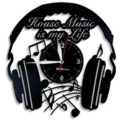 Настенные часы из виниловой пластинки "Наушники" №1 Vinyl Lab