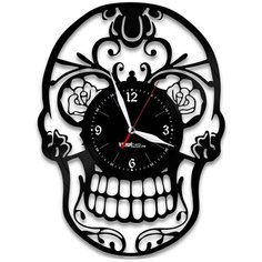 Настенные часы из виниловой пластинки "Череп" Vinyl Lab