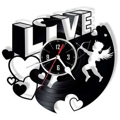 Настенные часы из виниловой пластинки "Love" Vinyl Lab