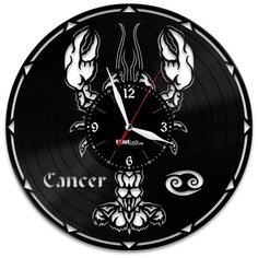 Настенные часы из виниловой пластинки "Знак зодиака "Рак" Vinyl Lab