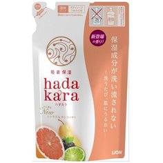 Lion Hadakara Увлажняющее жидкое мыло для тела с ароматом смородины и цитрусов, мягкая упаковка, 360 мл