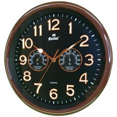 Часы настенные кварцевые со светонакопителем с термометром и гигрометром Gastar 3009 B диаметр 32,5 см