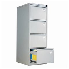 Шкаф картотечный ПРАКТИК "AFC-04", 1330х467х630 мм, 4 ящика, для 220 подвесных папок, формат папок Foolscap или A4 (БЕЗ ПАПОК) 290091