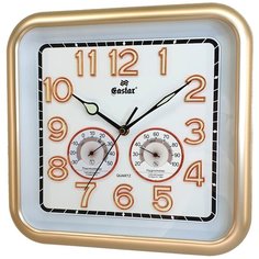 Часы настенные кварцевые со светонакопителем с термометром и гигрометром Gastar 3010 A размер 31х30 см