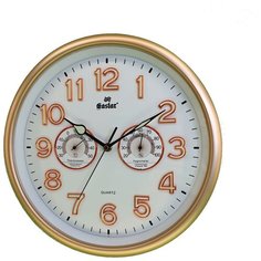 Часы настенные кварцевые со светонакопителем с термометром и гигрометром Gastar 3009 A диаметр 32,5 см