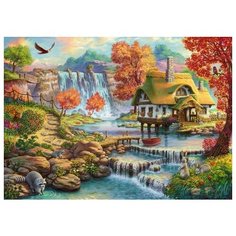 Роспись по холсту Домик у водопада, 40х50 см Рыжий кот