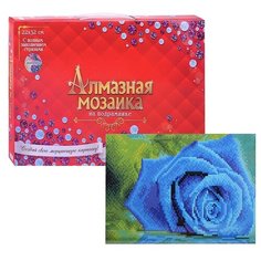 Алмазная мозаика Рыжий кот классическая "Синяя роза" c подрамником, с полным заполнением, 17 цветов, 22*32 см (AC22070)