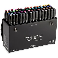 Набор двухсторонних маркеров на спиртовой основе TOUCH TWIN 60 штук (цвета А) в пластиковой упаковке