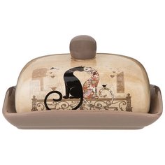 Масленка Agness Парижские коты 358-1727 бежевый/коричневый/с котами