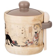 Сахарница Agness Парижские коты 358-1732 бежевый/коричневый/с котами