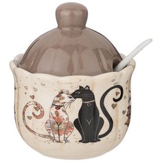 Сахарница Agness Парижсике коты 358-1737 бежевый/коричневый/с котами