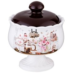 Сахарница Agness Coffee 358-1327 белый/коричневый/с рисунком