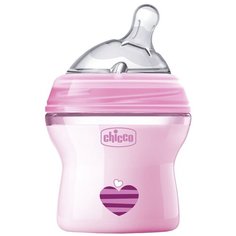 Chicco Бутылочка с наклонной соской Natural Feeling, 150 мл, с рождения, розовый