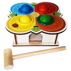 Стучалка Woodland Цветок 4 отверстия 115302 красный/желтый/синий/зеленый