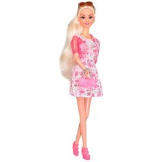 Кукла Toys Lab Ася Городской стиль Блондинка в розовом платье с цветочным принтом, 28 см, 35070