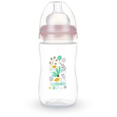 Baboo Бутылочка с широким горлом и силиконовой соской 230 мл, с 3 месяцев, flora