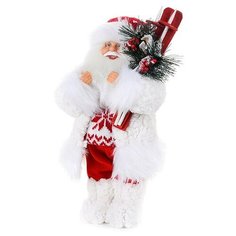 Фигурка Maxitoys Дед Мороз в свитере со снежинкой и лыжами, 32 см белый