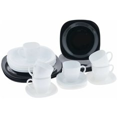 Столовый сервиз Luminarc Carine N1500, 6 персон, 30 предм., белый/черный