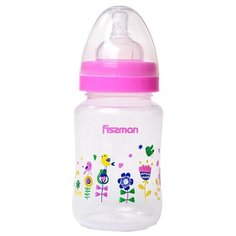 Fissman Бутылочка пластиковая с широким горлом 240 мл 6887\6888\6889, с рождения, розовый