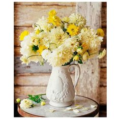 Рыжий кот Картина по номерам "Красивый белый букет" 40х50 см (Х-3577)