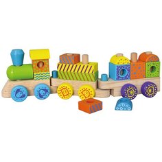 Развивающая игрушка Viga Поезд 50572 белый/желтый/голубой/красный