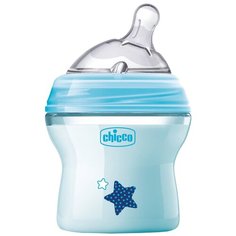 Chicco Бутылочка с наклонной соской Natural Feeling, 150 мл, с рождения, голубой