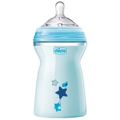 Chicco Бутылочка Natural Feeling, 330 мл, с 6 месяцев, голубой