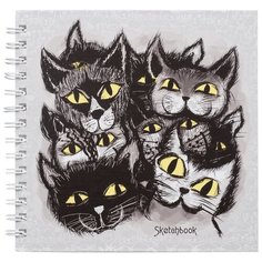 Скетчбук для зарисовок Канц-Эксмо Черные коты Графика 19.5 х 19.5 см, 100 г/м², 80 л.